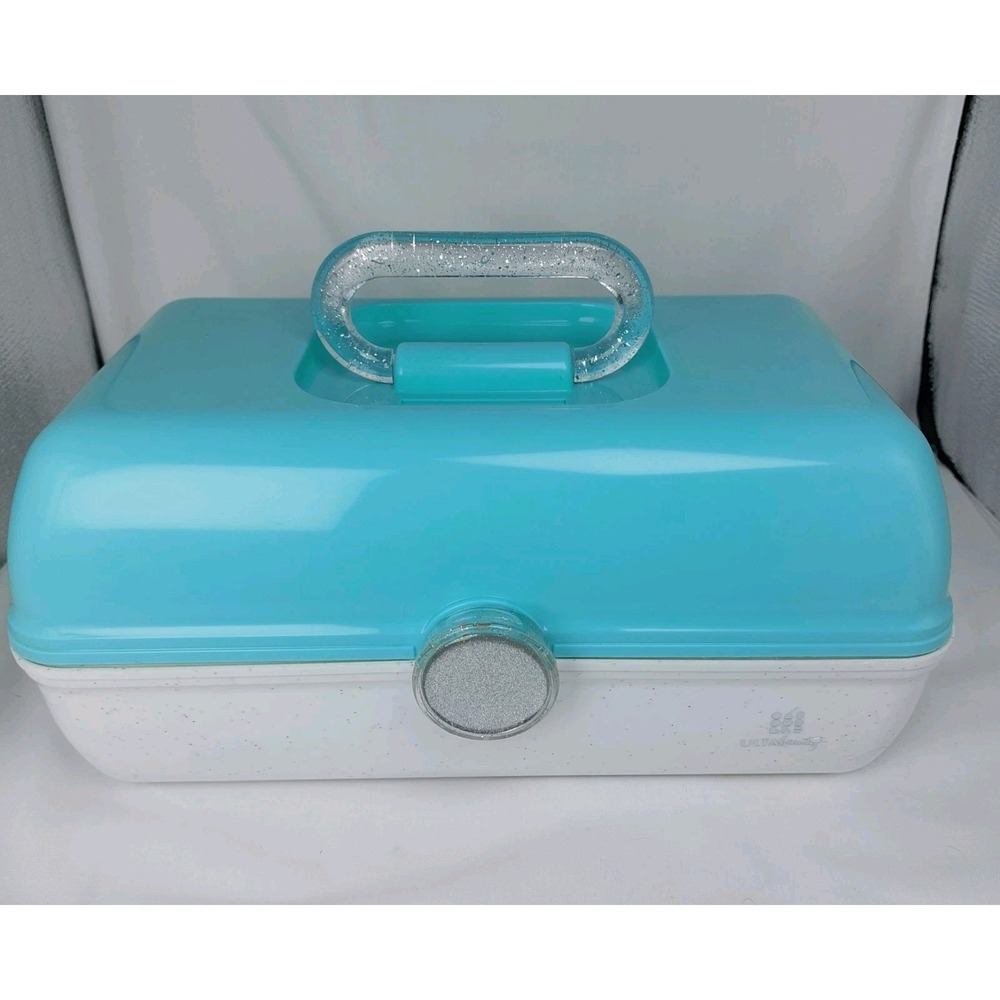 Ulta Beauty Caboodles Make Up Organizer Mint Green Sparkle White Mirror No Tray